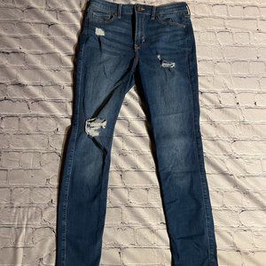 Distressed Blue, Hollister, Skinny Jeans, Size 3S